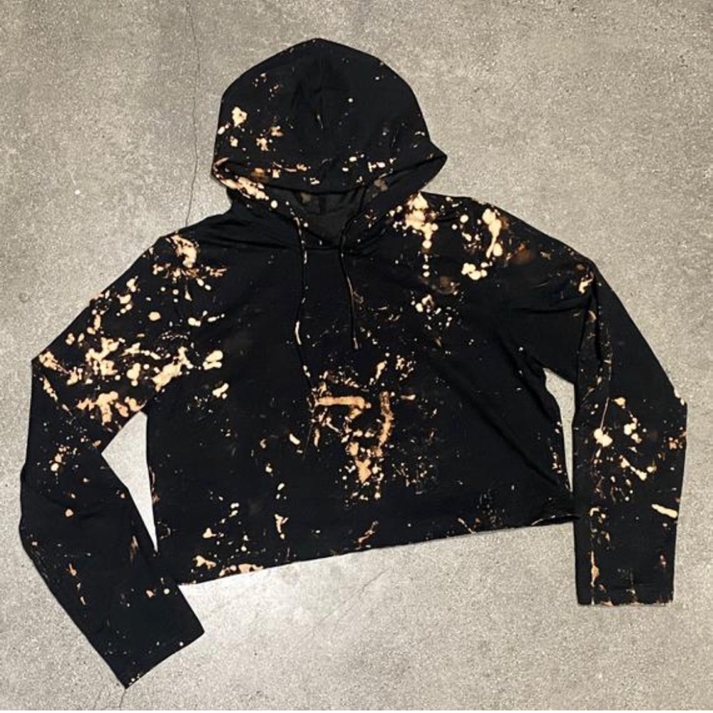 CROPPED BLEACH DYE LIGHTWEIGHT HOODIE